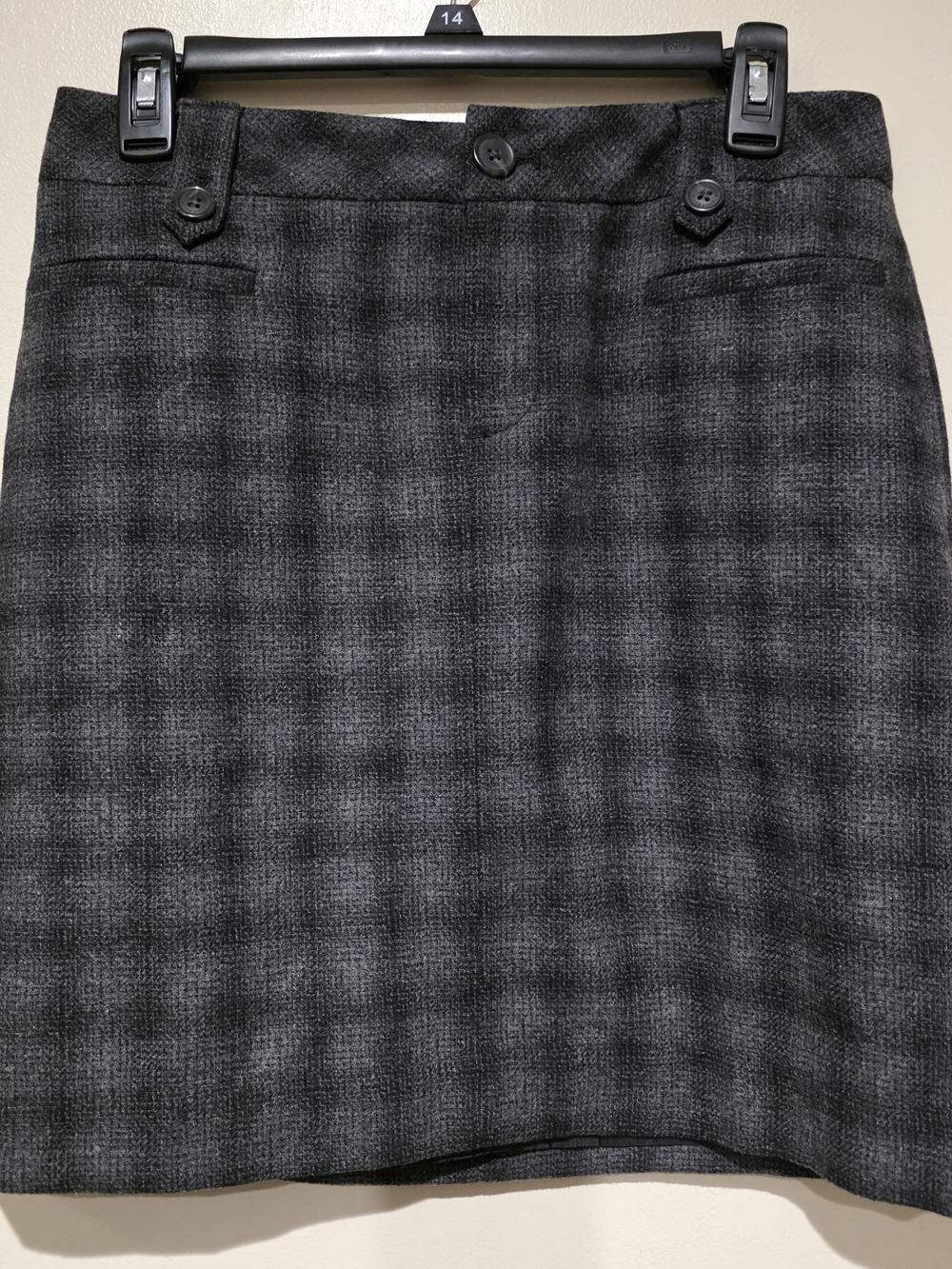 Eddie Bauer Gray Plaid Pencil Skirt Tartan Wool Blend SZ 2
